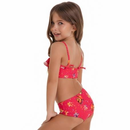 BIQUÍNI INFANTIL - TOP COM BABADO NA FRENTE