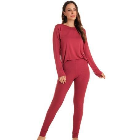 PIJAMA VISCOLYCRA ADULTO BLUSA LISA E CALCA CANELADA